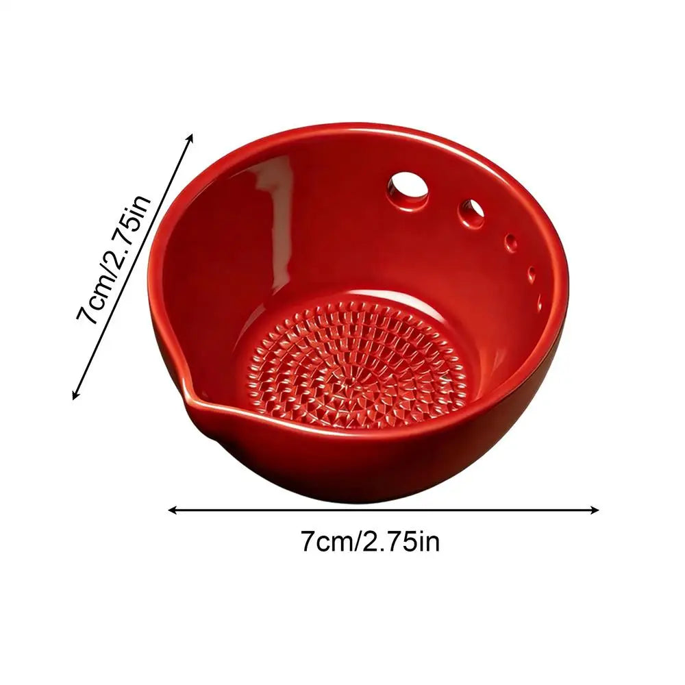 Garlic Grater Dish 2 in 1 Resin Small Grinder Garlic Plate Grater Vegetable Chopper for Ginger Vegetable Kale Thyme Basil Oasis Select Red