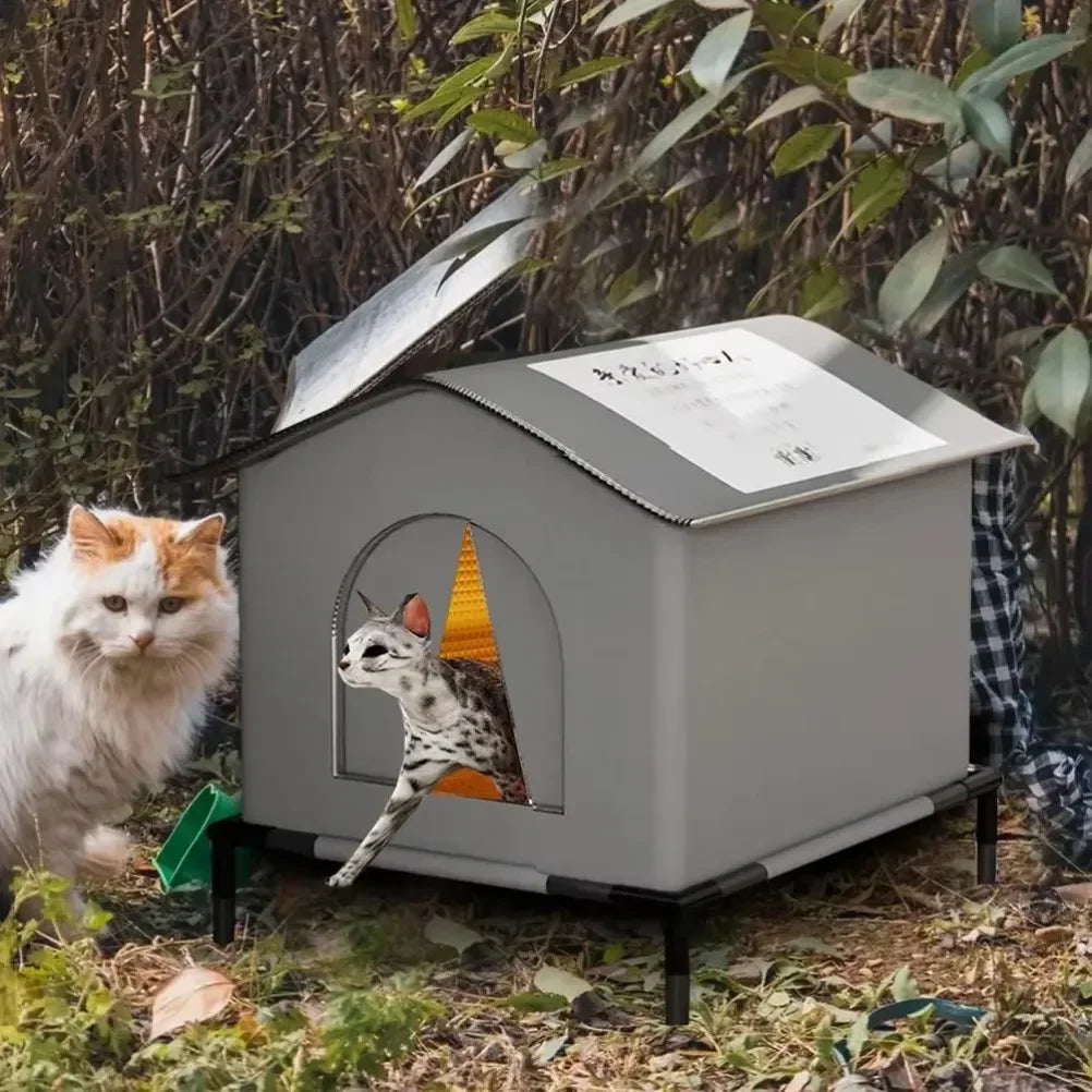 Waterproof Outdoor Stray Cat House Feral Cat House Foldable Tent Portable Breathable Pets Tent Anti-Moisture Outsid Pet Supplies Oasis Select