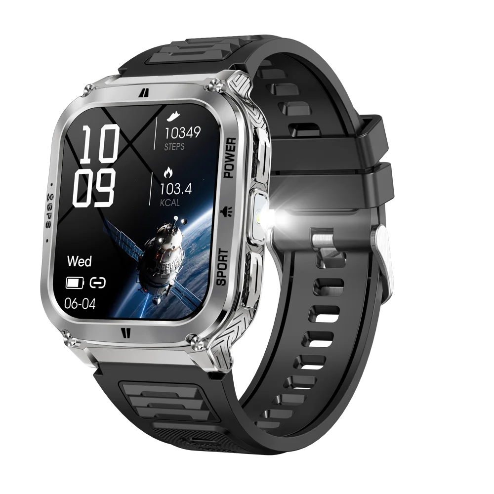 GPS Smartwatch Sports Fitness Outdoors Smart Watch 3ATM Waterproof 1.83" Music Blue Tooth Call LED Flashlight Heart Rate Health Oasis Select SVBKS