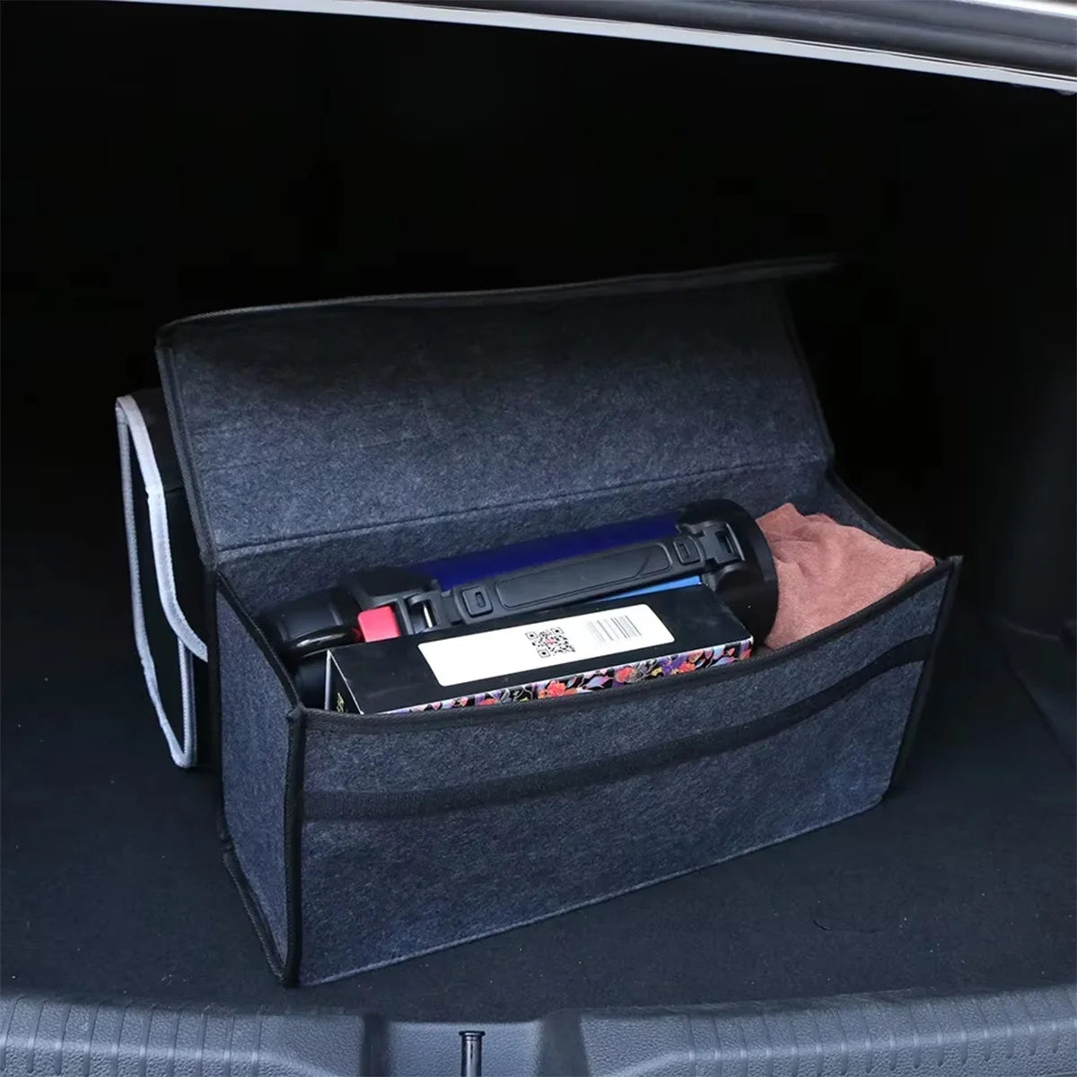 1PC Dark Gray Car Felt Storage Box Car Storage Bag Enlarged and Thickened Soft Felt Storage Box Household Storage Box Oasis Select