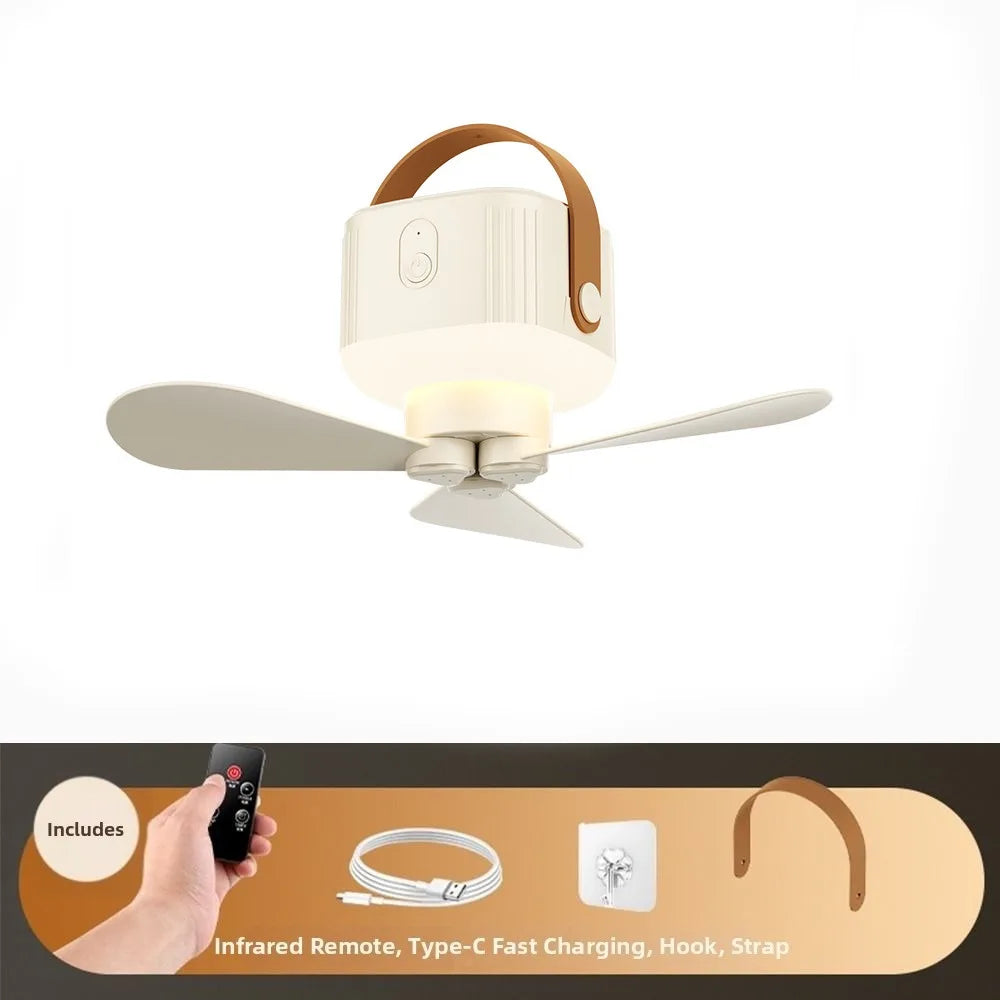 Rechargeable Ceiling Fan Light LED Lighting Remote Control Hanging Fan Light 3 Speed Settings with Remote Control Oasis Select Khaki