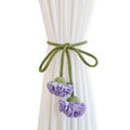 Elastic Band Curtain Tieback No Punching Adjustable Window Curtain Buckles Flower Shape Tassels Curtain Rope Holders Living Room Oasis Select Purple