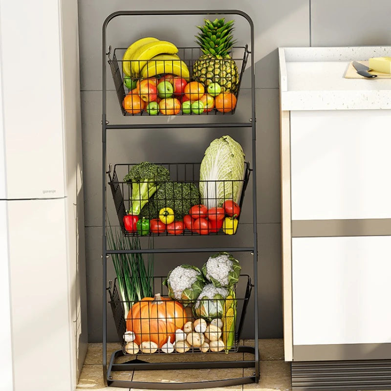 Kitchen rack Multifunctional snack vegetable basket Storage rack Floor-to-ceiling multi-layer special vegetable basket shelf Oasis Select