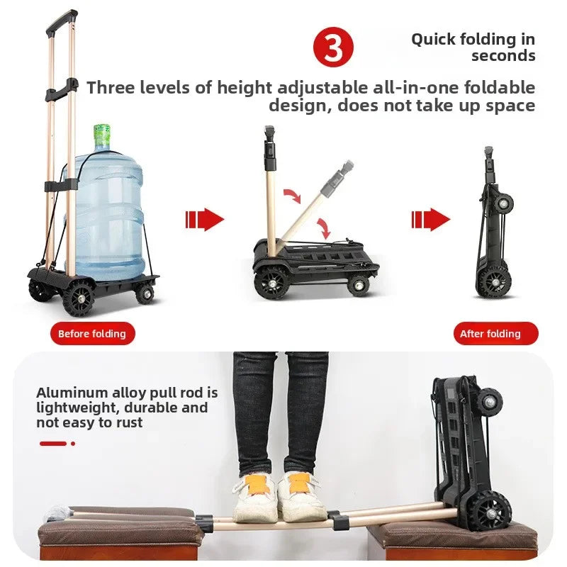 small pull-up cart, aluminum tie rod, luggage cart, hand-pulled cart, shopping grocery shopping cart with bag Durable Oasis Select