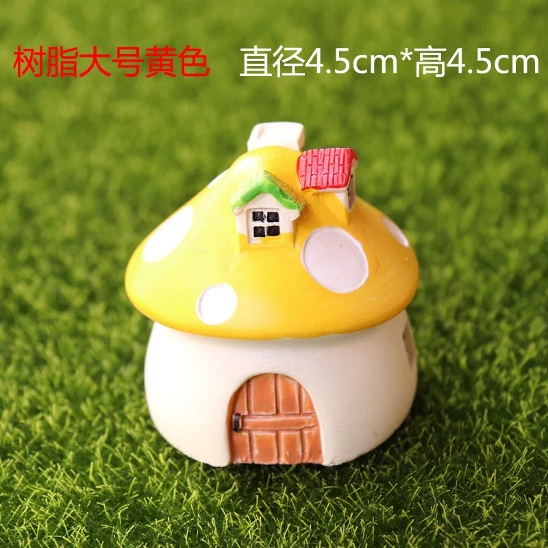 Mini Resin Moss Micro Landscape Decor Outdoor Fairy Miniature Garden Mushroom House Ornaments Handicraft Flower Pot Accessories Oasis Select L-yellow