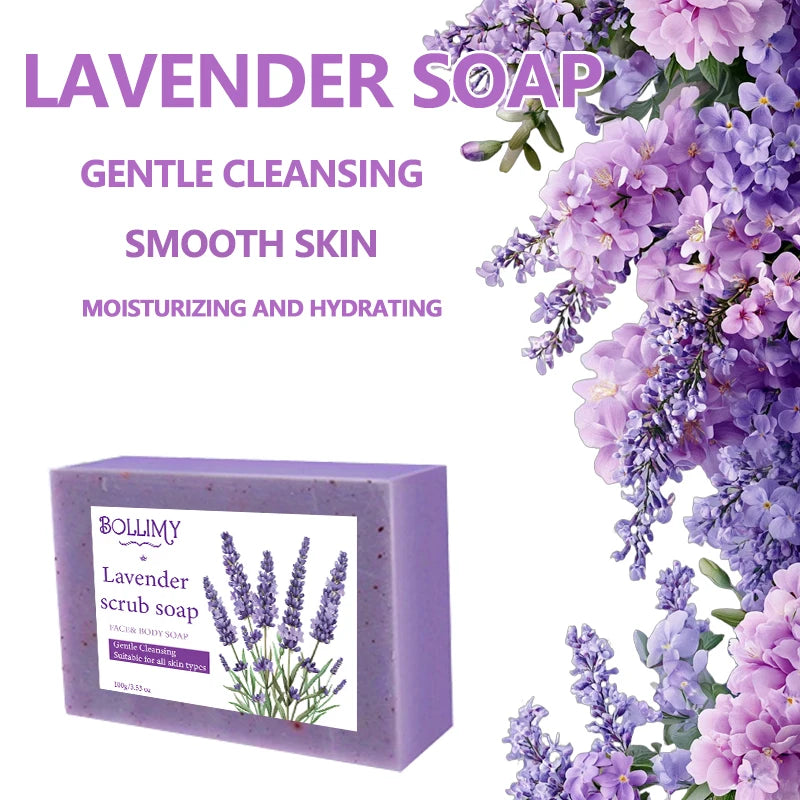 2PCS Lavender Particle Soap, rich in lavender, shea butter, glycerin and other ingredients, gently cleanses the face Oasis Select