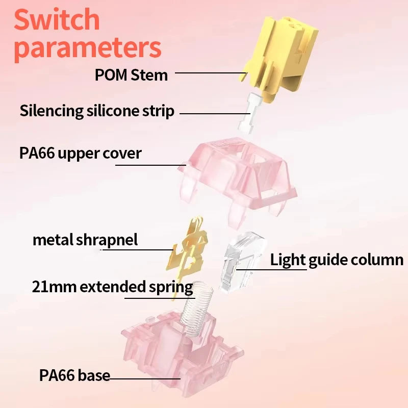 Outemu Silent Peach & Lemon V3 Switches – 5-Pin Hot Swap Keyboard Switches Oasis Select