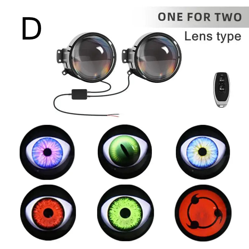 Car Devil Eye LED Headlight 6 Low Light Modes Control The Atmosphere In The Car Universal Motorcycle Lens Headlight Oasis Select D