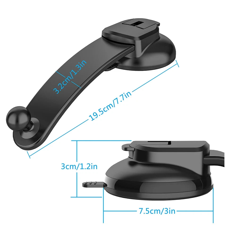 Suction Cup Car Phone Mount – 17mm Ball & Telescopic Arm