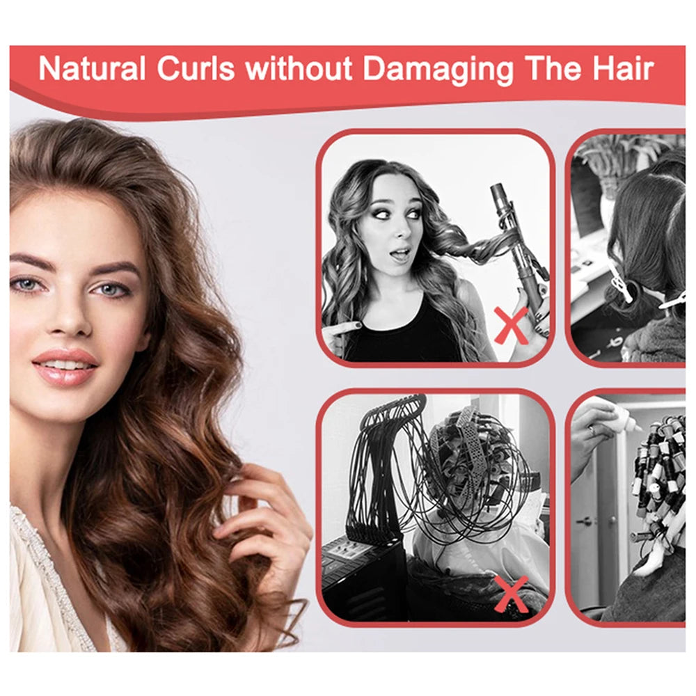 9pcs Heatless Curling Rod Headband, No Heat Silk Ribbon Rollers for Overnight Sleeping Curls, Styling Kit with Hair Clips and Sc Oasis Select