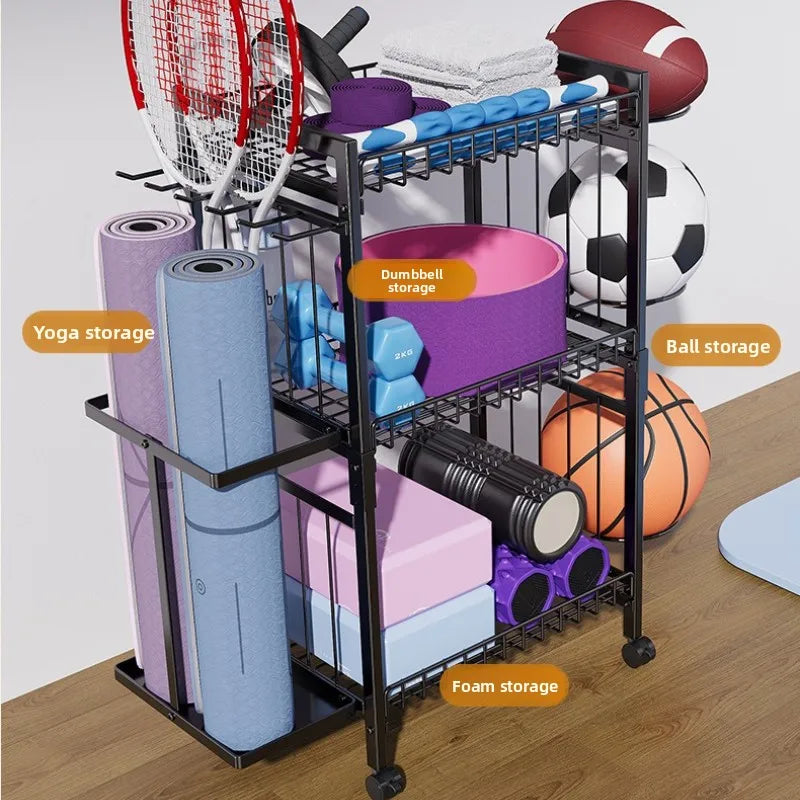 Household multi-layer basketball rack removable fitness equipment yoga mat storage basket dumbbell foam shaft storage rack Oasis Select