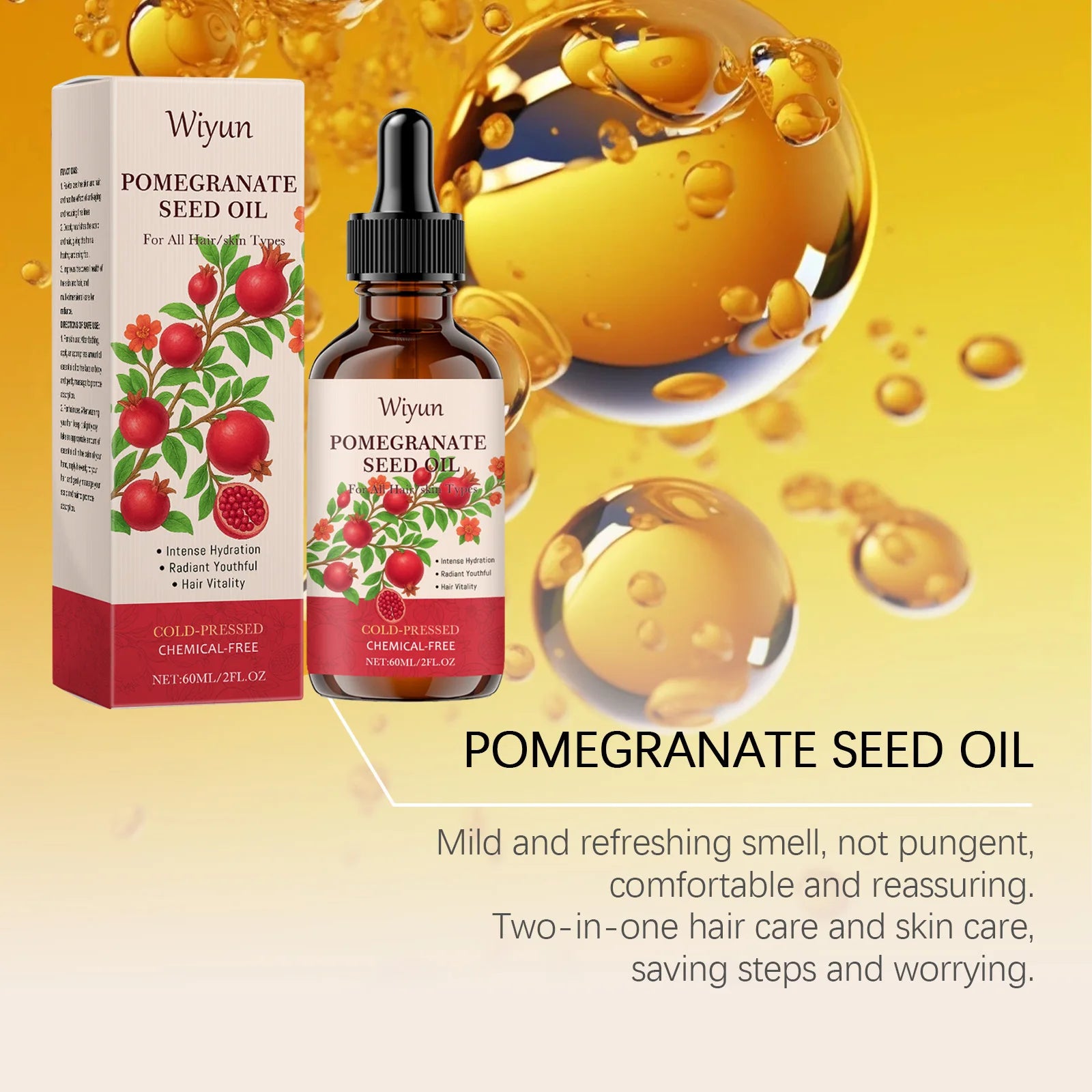 WIYUN Pomegranate Seed Body Nourish Oil Deep Hydrate Firm Skin Improve Roughness Lasting Fragrance Skin Moisturize Essential Oil Oasis Select