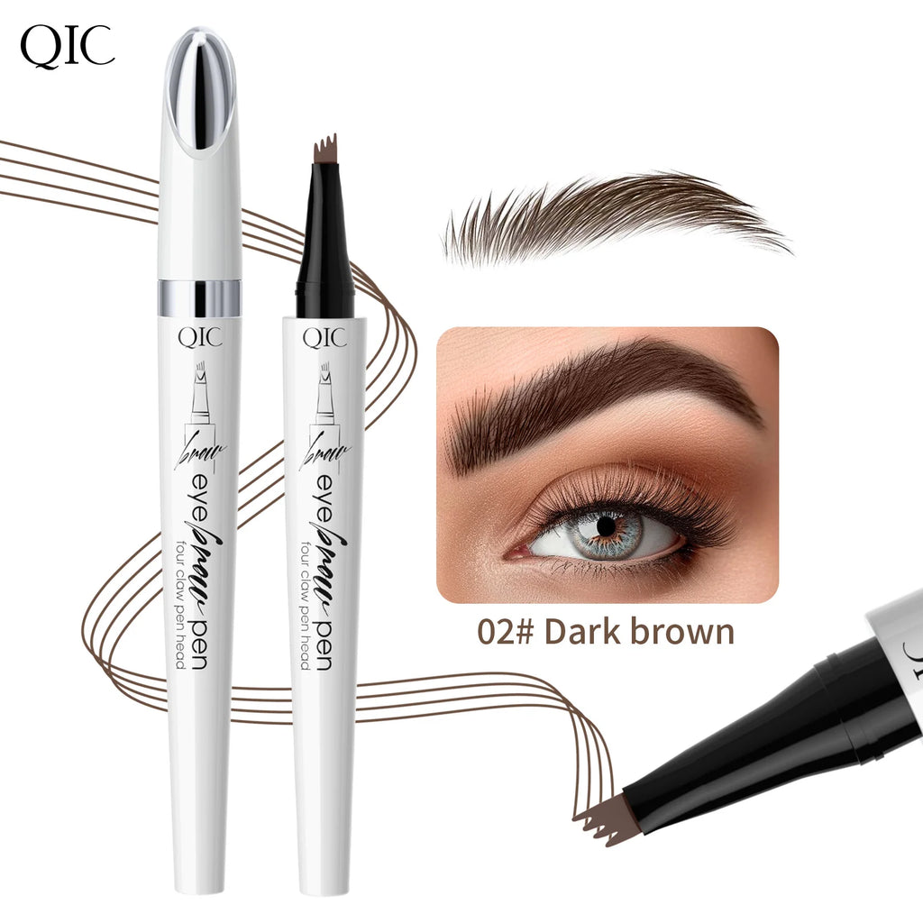 QIC Waterproof Microblading Eyebrow Pen – 4-Tip Natural Brow Look