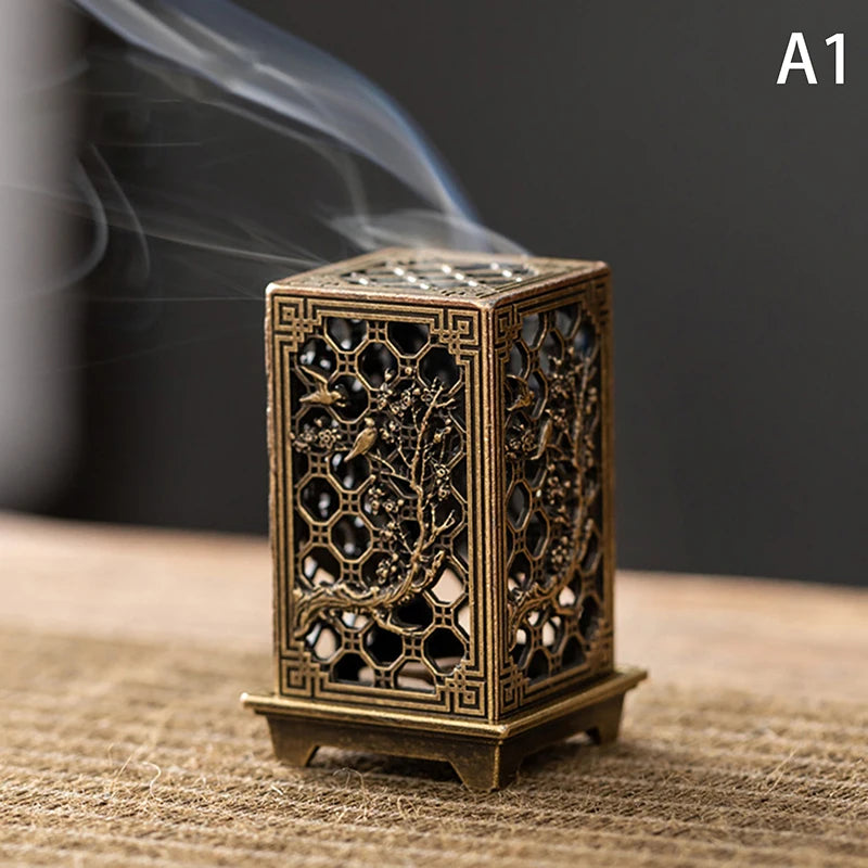 Alloy Censer Incense Holder Square Vertical Incense Burner Indoor Aromatherapy Home Ornament Chinese Incense Burners Oasis Select A1