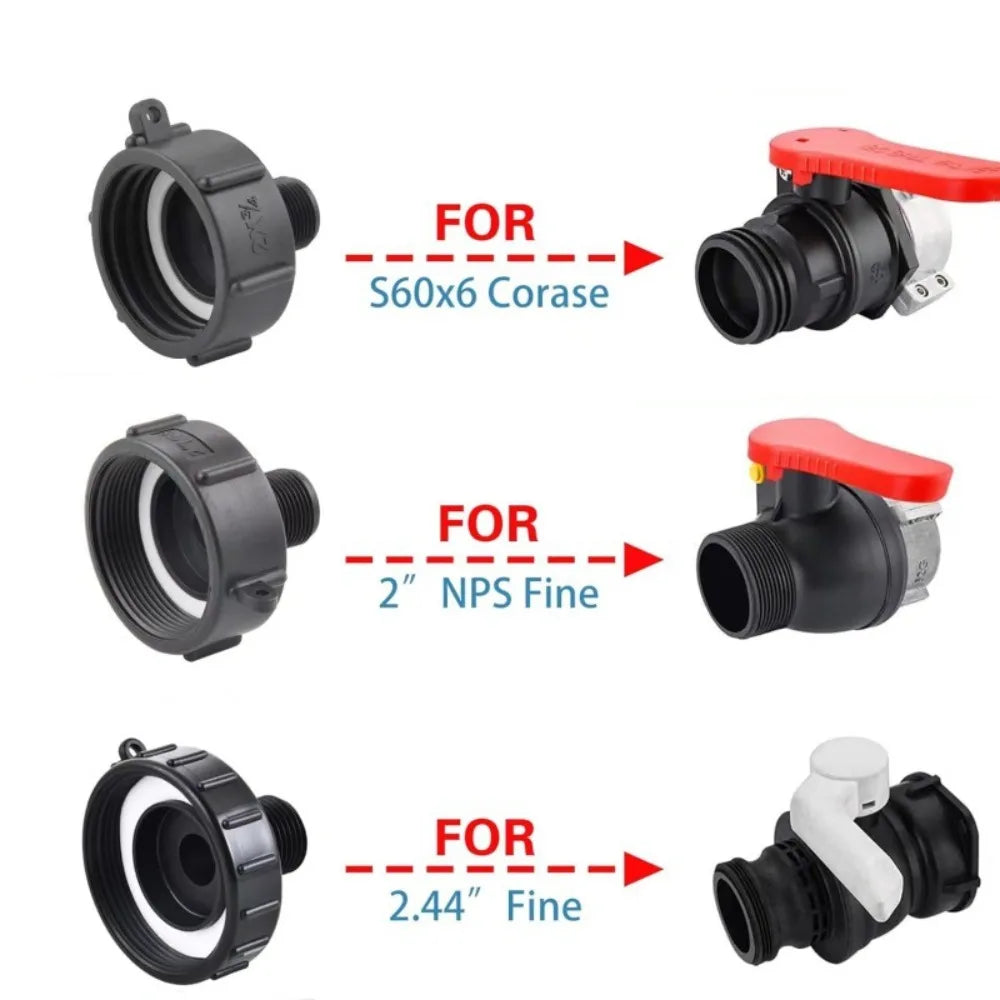 Water Tank Conversion Adapter 1/2' to 4' IBC Fine to Coarse Thread for 1000L Barrel Garden Irrigation Valve Fittings Oasis Select