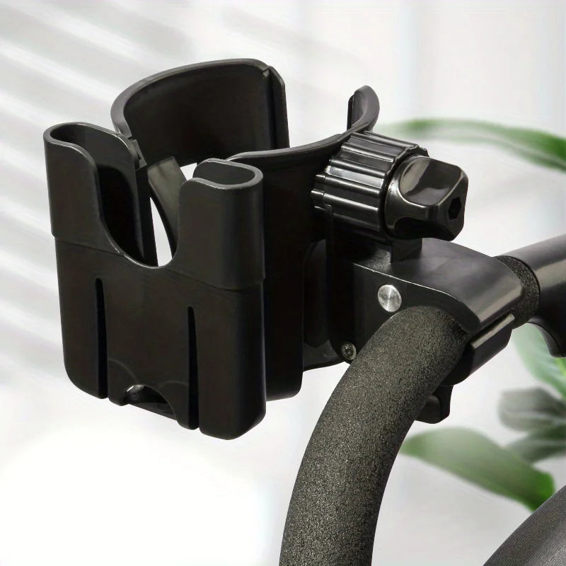 1pcs 2-in-1 Universal Stroller Water Cup Holder With Phone Holder, Universal Bottle Holder For Wheelchair stroller Accessories Oasis Select black