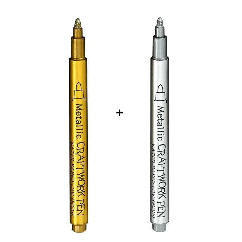 Metallic waterproof permanent marker pens for DIY epoxy resin mold gold silver color drawing supplies craft marker pen Oasis Select Hard nib mix 2Pcs