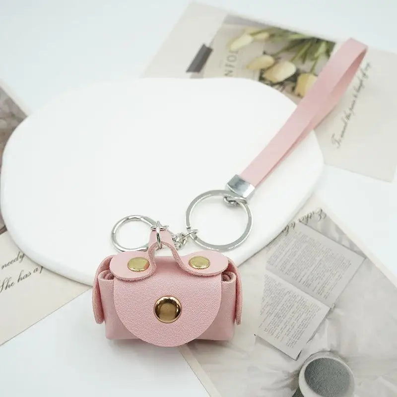 Kawaii Mini Bag Keychain | PU Leather Coin Purse Keyring Pendant Bag Charm Keychain Oasis Select Pink