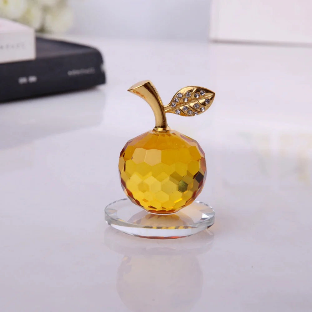 3D Crystal Apple Ornament Diamond Apple Craft Souvenir Home Living Room Desktop Decoration Car Ornaments Fruit Figurines Gift Oasis Select Yellow