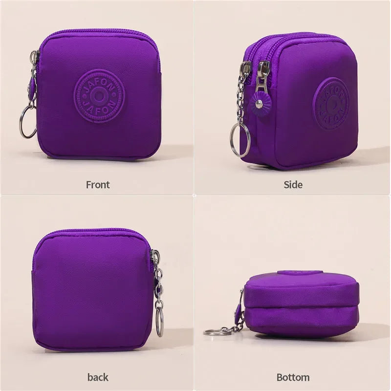 Mini Nylon Waterproof Coin Purses Key Bag Wallets Portable Square Small Card Holder Zipper Zero Wallets Card Bags Headphone Bags Oasis Select