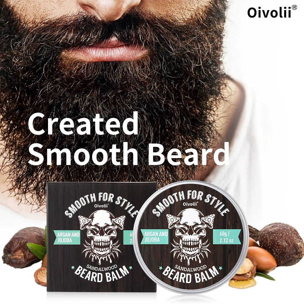Beard Balm for Men - Beard Growth Argan Oil with Jojoba Oil & Coconut Oil - Moisturizing, Hydrating and Softening Cream Oasis Select