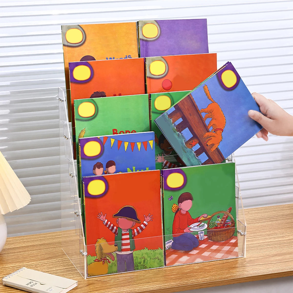 1pc Stepped Acrylic Multi-Layer Book Picture Book Display Storage Rack Multi-Purpose Detachable Practical Bookshelf Organizer Oasis Select
