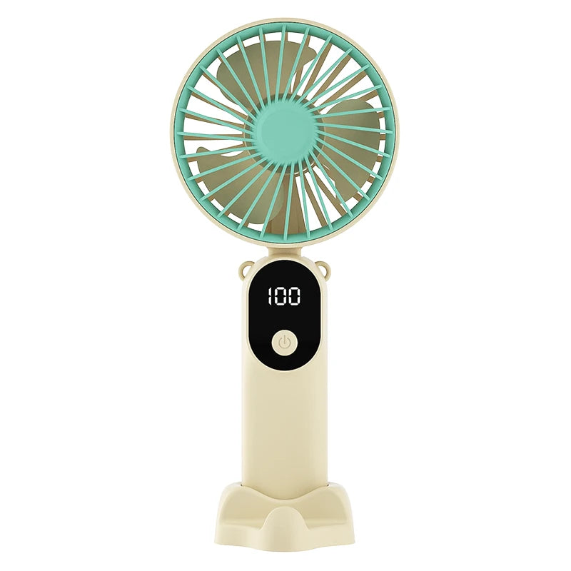 Portable Handheld Fan Mini USB Fan With 6 Speeds and Digital Display Foldable 3-in-1 Handheld Neck and Desktop Fan For Outdoor Oasis Select White