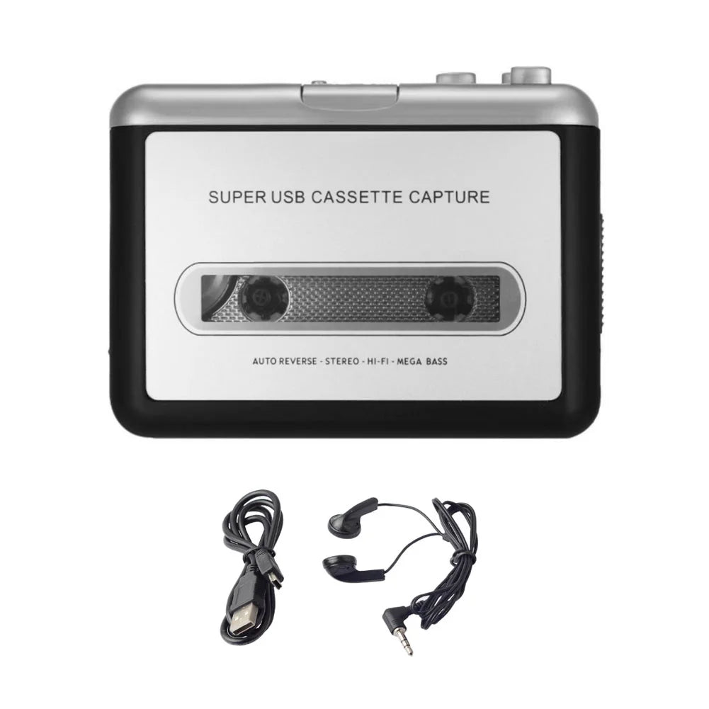 Portable USB Cassette Capture Radio Player USB Cassette Tape to MP3 Converter Capture Audio Music Player Tape Cassette Recorder Oasis Select