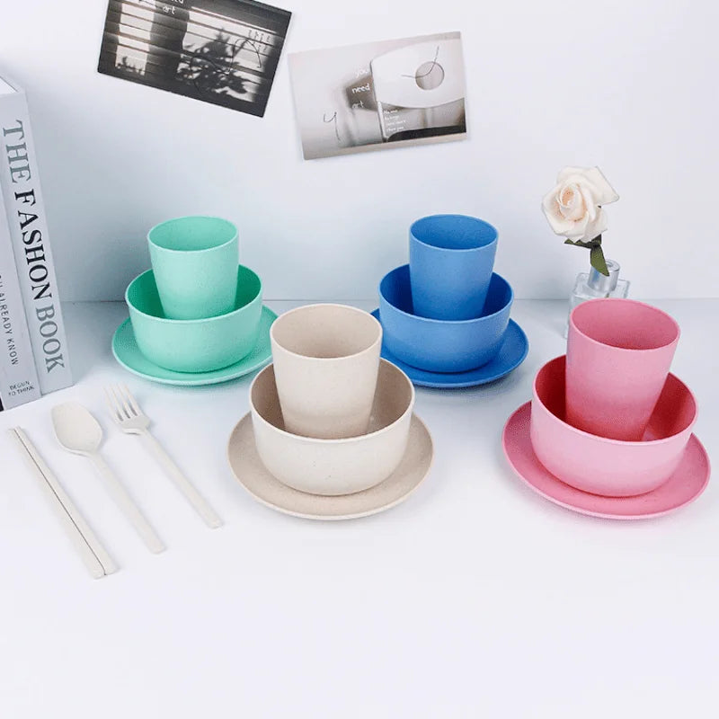 6Pcs Tableware Set Wheat Straw Cutlery Dinnerware Set Unbreakable Tableware Dishes Camping Set Of Dishes Dinnerware Oasis Select