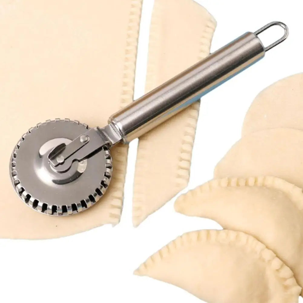 Stainless Steel Dumpling Embossing Cutter Wheel Hand-Cutting Baking Tool for Side-Embossed Biscuit Cookie Mold Pasta Dough Decor Oasis Select