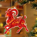 Acrylic Chinese Zodiac Goat Ornament – Red & Gold Lunar Decor