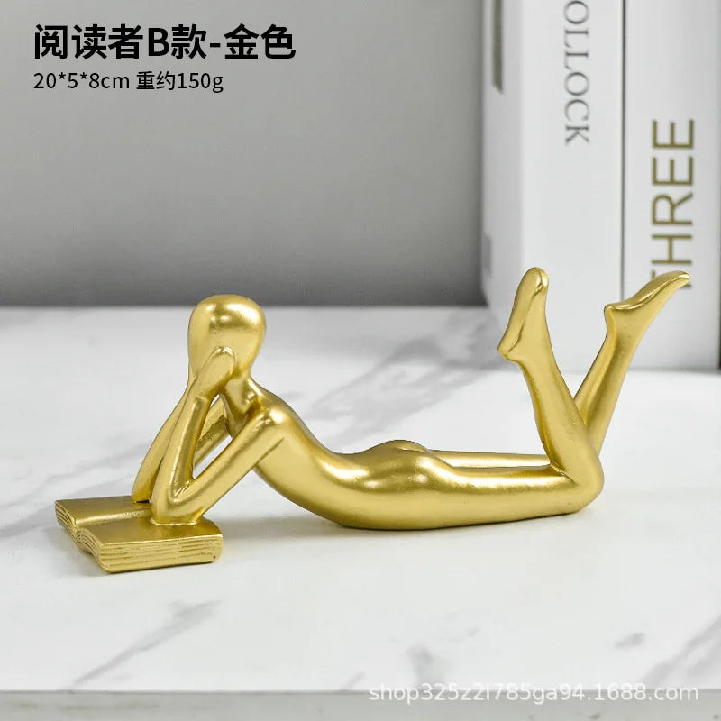 The New Creative Thinker Reads The Decoration Piece Modern Simple Home Living Room Abstract Decoration Gift Oasis Select B Gold