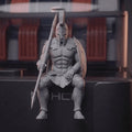 Sitting Spartan Warrior Figurine 3D Printed Hanging Leg Greek Statues Display Screen Mini Decor for Gaming Desktop Office Gifts Oasis Select warrior Gray