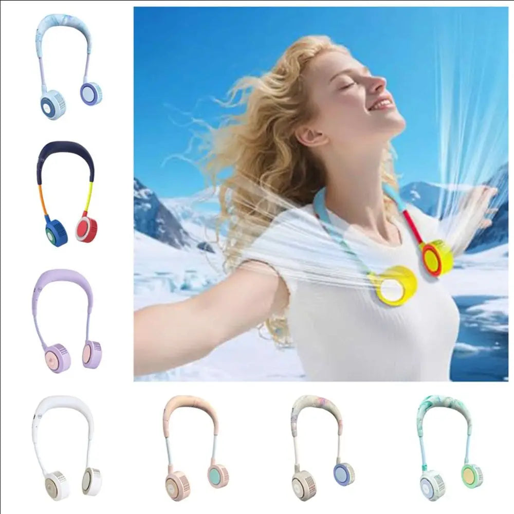 Foldable Design Bladeless Neck Fan Lightweight Construction Low Noise Operation USB Rechargeable Fan Lazy Design USB Powered Oasis Select