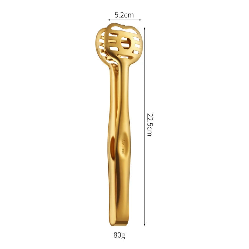 Cat Design Stainless Steel Grill Tongs Heavy Duty Kitchen Food Tongs for Outdoor Cooking Small Appliances Oasis Select Gold Apple