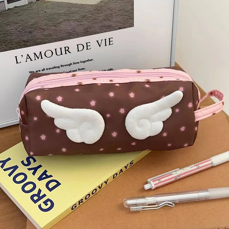 1Pcs New Cute Angel Wings Pencil Bag School Students Large Capacity Pen Case Oasis Select A2