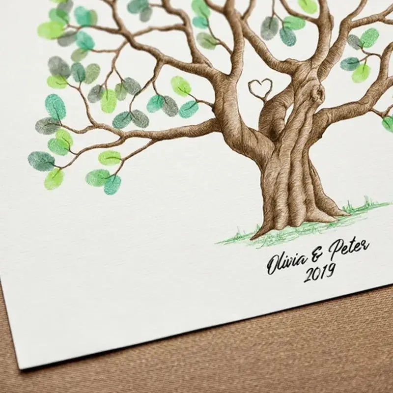 Fingerprint Tree Wedding Graduation Fingerprint Tree Canvas Guest Book DIY Creative Sign-In Book Waterproof for Birthday Wedding Oasis Select