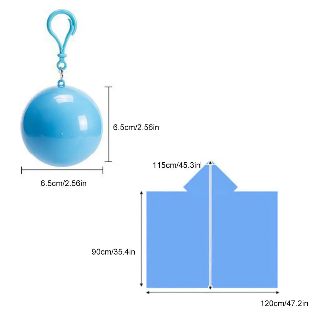 Mini Portable Disposable Rain Poncho Keychain Ball – Emergency