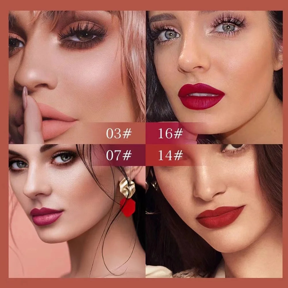 6 Pcs Matte Lipstick Lip Gloss Sets Long-Lasting Non-Fading Waterproof Non-stick Cup Exquisite Gift Everyday Holiday Universal Oasis Select