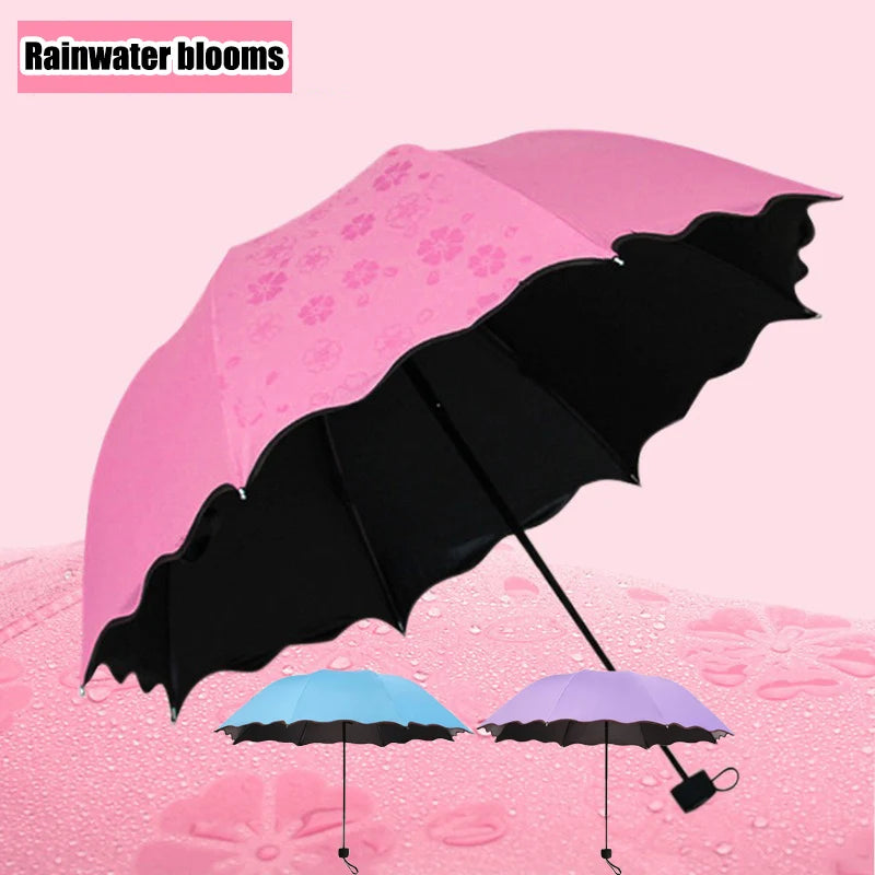 Magic Folding Umbrella with Rainwater Pattern Windproof Sunshade Umbrella Outdoor Sports UV Protection Umbrella Umbrella Woman Oasis Select