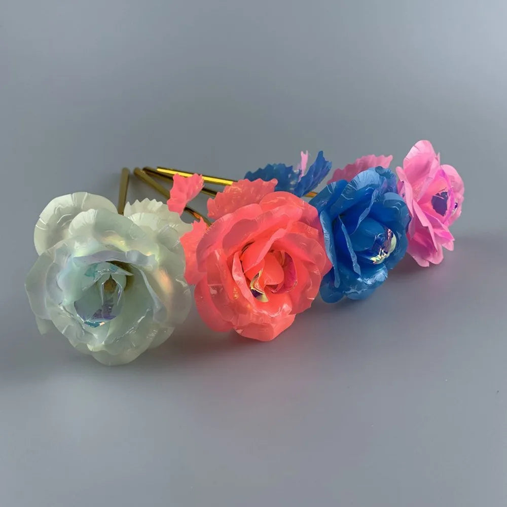 2024 Luminous Rose Valentine's Day Present Gifts Eternal Rose Flower Simulation 24k Gold Foil Rose Mother's Day Gifts Oasis Select