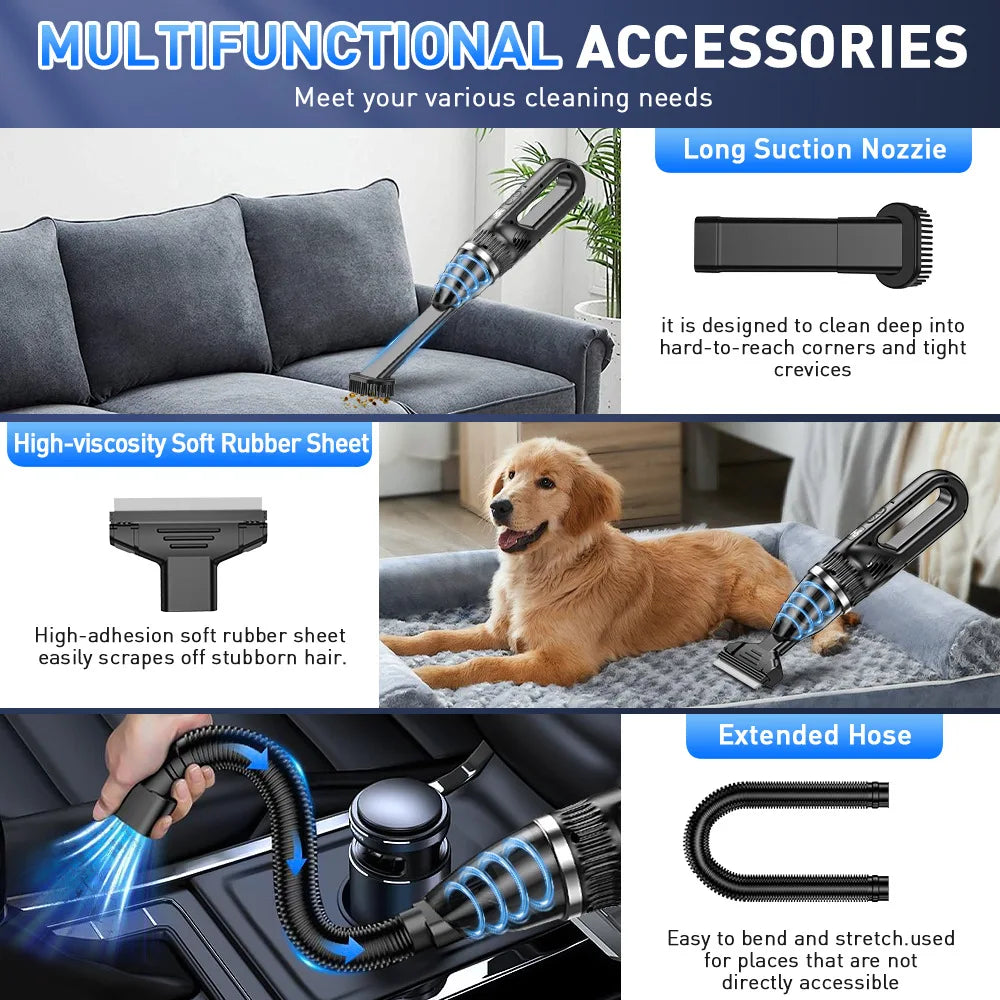 Handheld Car Vacuum – Wet & Dry, High Power & Portable