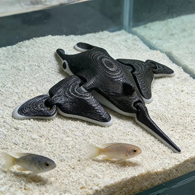 Articulated Manta Ray Figurine 3DPrinted Flexible Joints Devil Fish Aquarium Decor Collectible Display Aquarium Accessories Gift Oasis Select