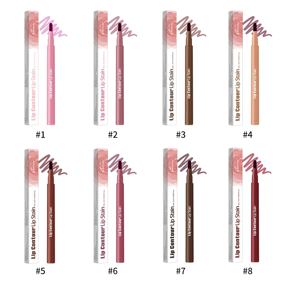 Long-lasting Lip Contour Lip Stain 2 In 1 Smudge-proof Lip Liner Pencil Ultra Pigmented Dual-Sided Design Non-Stick Cup Makeup Oasis Select SET 1
