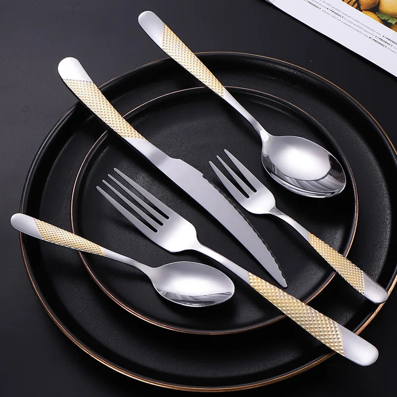 20pcs Stainless Steel Flatware Set for Wedding, Birthday, Bar & Bat Mitzvah - Elegant Cutlery with Dinner Knife, Fork, Spoon Oasis Select