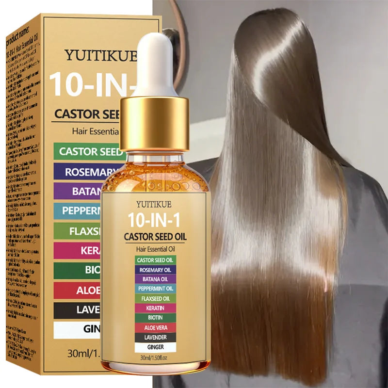 YUITIKUE Castor Oil Hair Serum – 10 Oils, Frizz & Shine 30ml