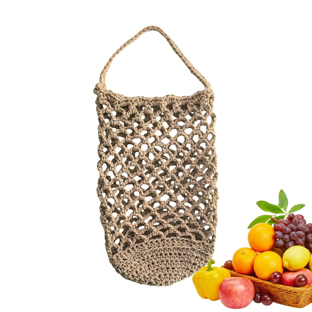 Wicker Weave Storage Basket Wall-mounted Vegetable Basket Fruit Sundry Basket Kitchen Storage Home Decoration Organizer