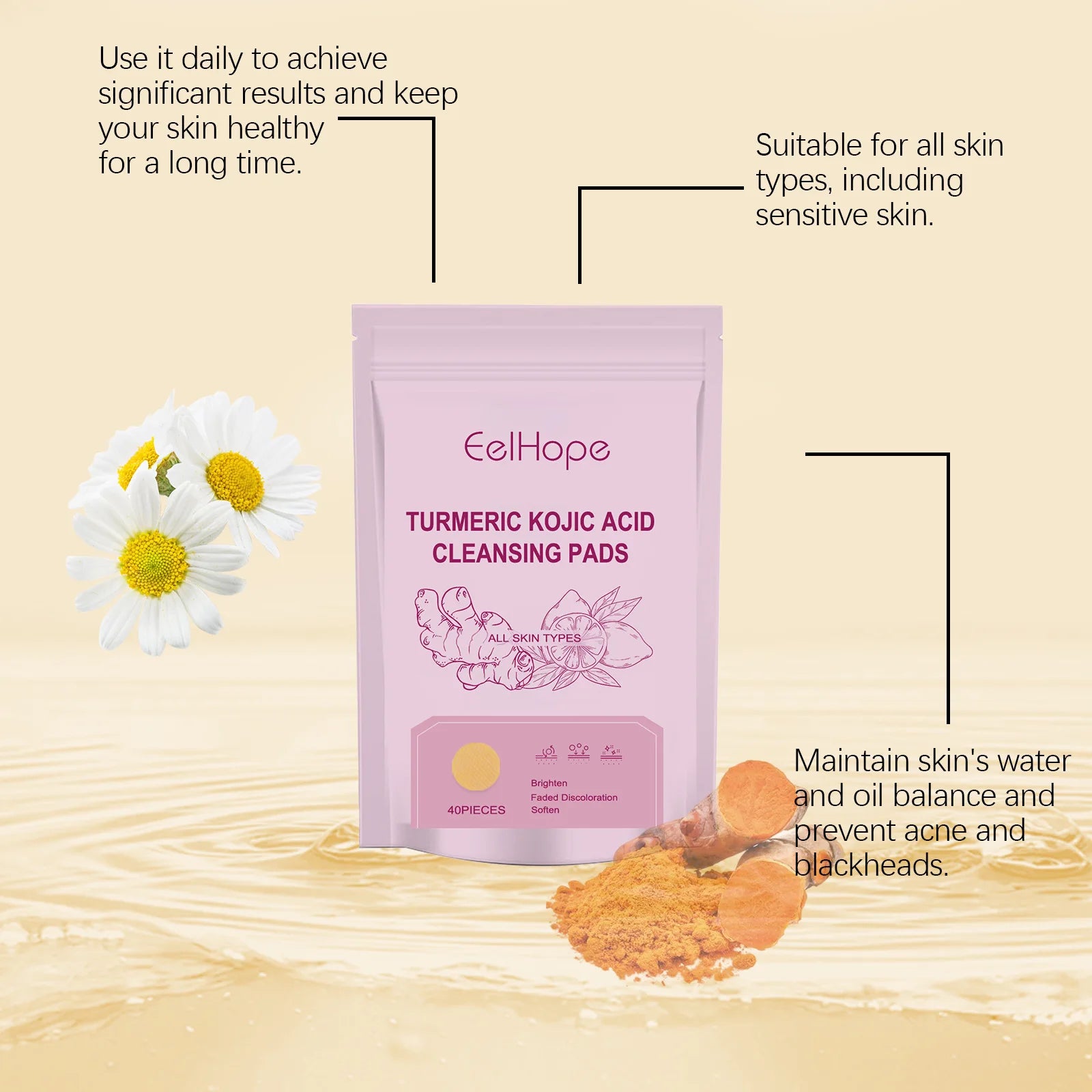 Turmeric Kojic Acid Cleansing Exfoliating Pads – Brighten Skin Exfoliating Cleansing Pads Oasis Select