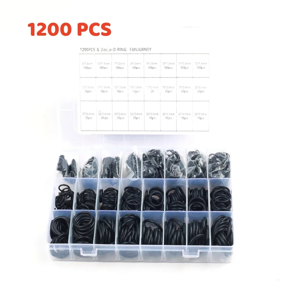 NBR O-Ring Assortment Kit 740/1200 Pc – Plumbing & Auto Repair O-Ring Seal Kit Oasis Select 1200PCS