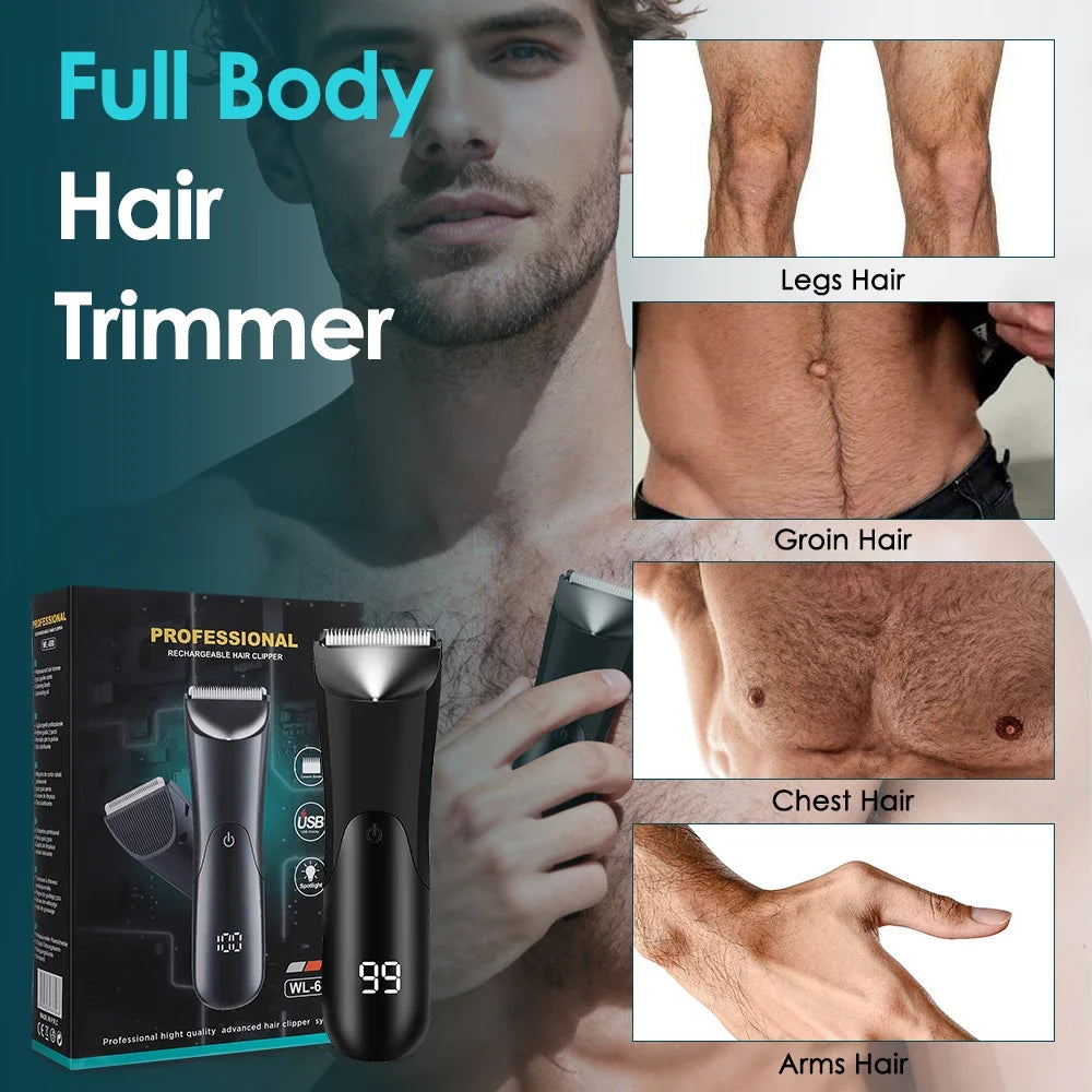 AFDEAL Electric Body Hair Trimmer – Ceramic Blade & LED Display